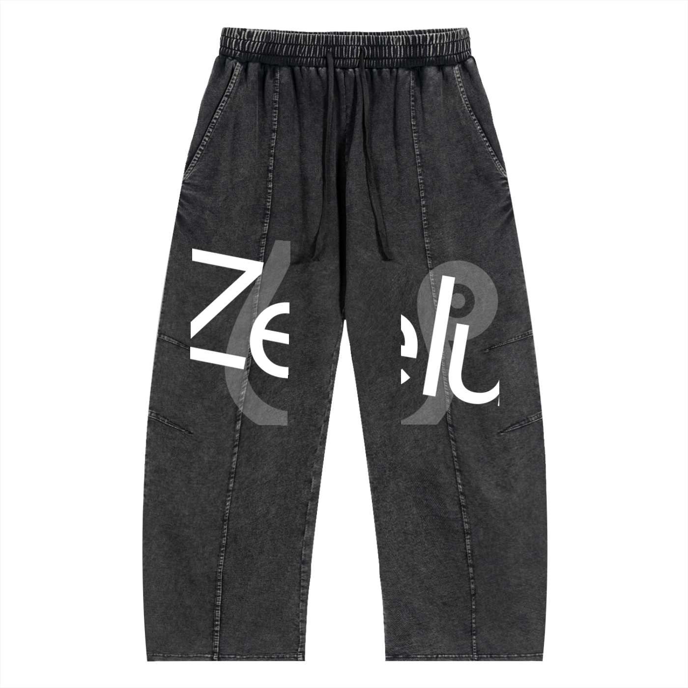 Snow Wash Drawstring Cotton Pants