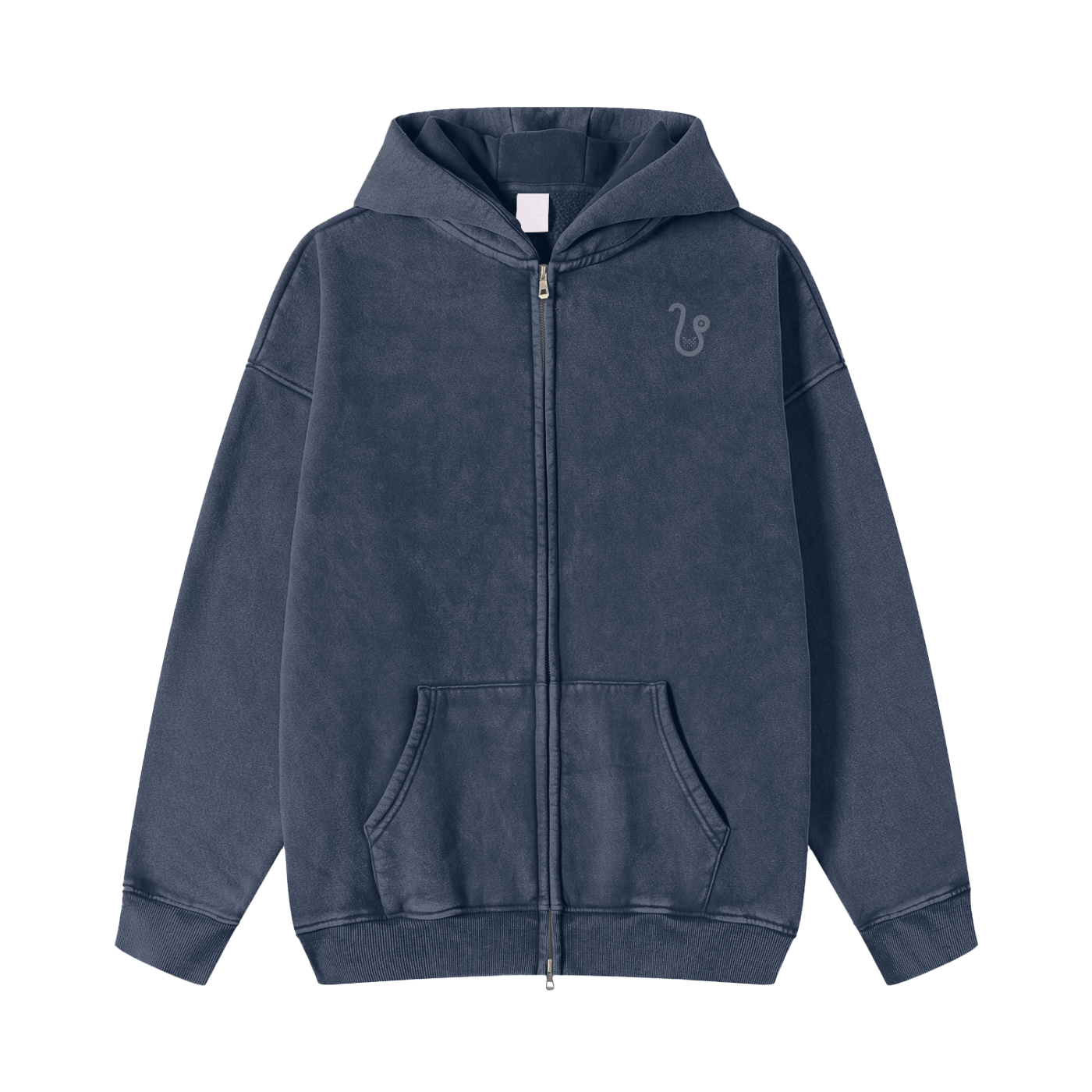 Snow Washed Zip-Through Fleece Hoodie