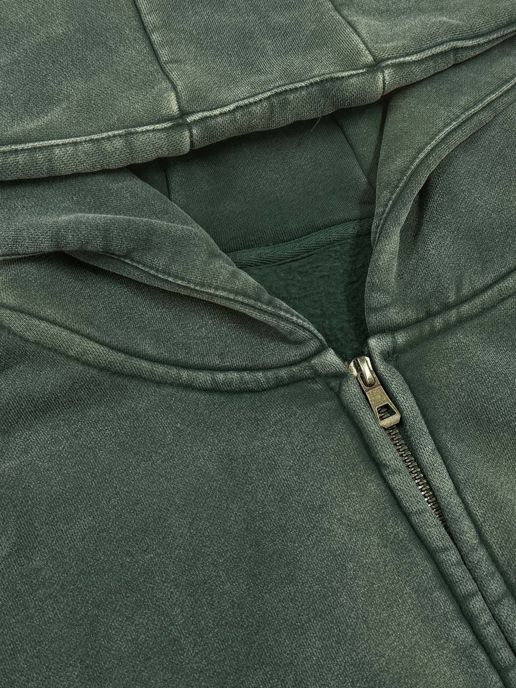 Snow Washed Zip-Through Fleece Hoodie