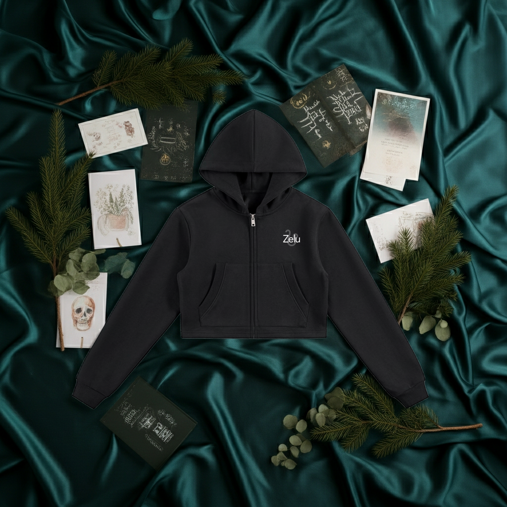 Essential Cropped Zip-Up Hoodie